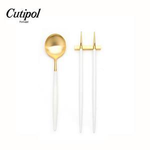 큐티폴 고아 화이트골드 디너 스푼젓가락2종세트(받침포함)