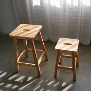 [리빙숲]원목 사각 스툴 화장대 의자(소)