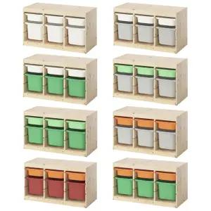 TROFAST 트로파스트 수납장+바구니6개 프레임 우드 93x44x53cm/서랍장/정리함/보