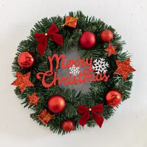 크리스마스 리스 벽장식 레드 펀글자 250mm 벽걸이 소품 현관 문 카페 입구 데코 꾸미기 겨울