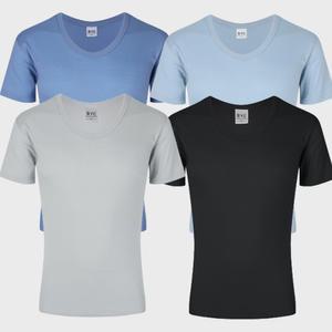 BYC 순면 남성 반팔 런닝 티셔츠 비즈니스 U넥 남자 컬러 색상 블루 회색 파랑색 BYE1003