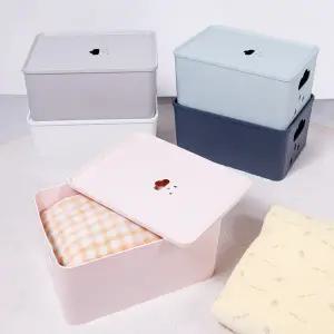 뚜껑있는 직사각 수납 정리 바구니 구름비바스켓 5호 책장 팬트리 옷장