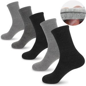 남자 스포츠 등산 전체 이중 쿠션 파일 보온 무지 장목 양말 5켤레