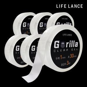 (3Mx6개) 접착흔적 없는 고릴라 클리어겔 실리콘 방수 양면테이프 대용량