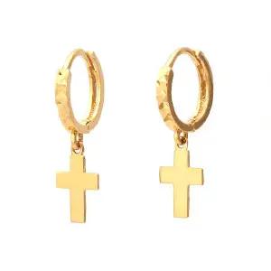 [비앤비골드] 14K/18K 커팅 십자가 딸랑이 귀걸이 한쌍 PNE19873