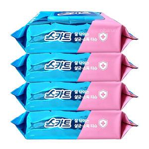 스카트 잘닦이는 살균 소독 티슈 60매x4개 유한킴벌리