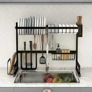 버니 스테인리스 부착식 식기건조대 65cm 중형 블랙