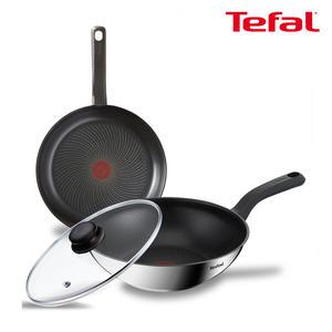 테팔 인덕션 에센스쿡 3종(팬28+웍28+유리뚜껑28)