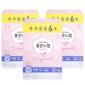 좋은느낌 오리지널 울트라 날개 대형 (32+6)x3팩 /생리대