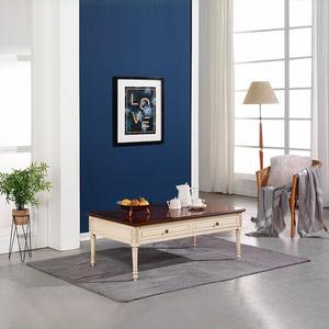 [리체갤러리] 수입 프렌치 엔틱가구 원목 빈티지엔틱 보나끄 아이보리 사각 거실테이블