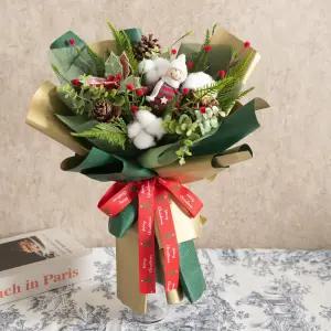 목화 조화 꽃다발 LED 포인 니트인형 45cm 인테리어 꽃선물 장식 기념일 졸업식 조명 발표회 학예회