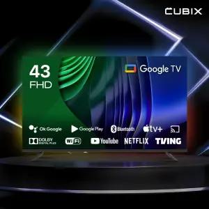 [으뜸효율]큐빅스 109cm 43인치 스마트TV FHD LED 구글티비 안드로이드 에너지1등급 스탠드형 벽걸이형