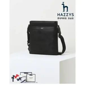 [롯데백화점]헤지스ACC [선물포장]HJBA3E172BK_남성용 블랙 가죽 체크 실버로고 크로스백