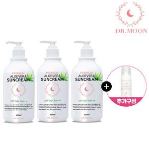 닥터문 프리미엄 대용량 500ml 알로에베라 선크림 SPF50+ PA+++X3EA(추가구성 여성청결제 폼타입 200ml)