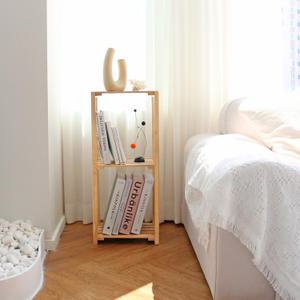 에코상사 고무나무 원목 틈새 수납 3단 선반 (소)