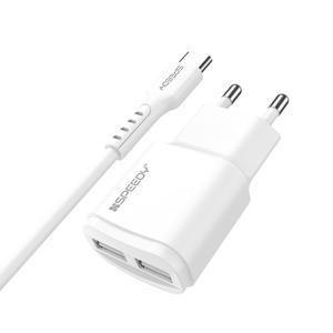 스피디 2포트 5V 2A 저전력 저속 USB 멀티 충전기(+C타입 케이블)