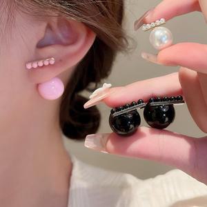 [사찌몰]왕진주 컬러볼 왕볼 백클러치 빅 볼드 귀걸이 파티 여름 축제 바캉스 휴가 귀여운 패션 귀고리