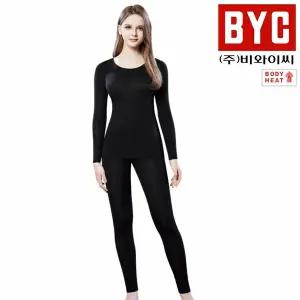 [BYC] 보디히트 심플 여성 상하셋트 발열내복 내의 블랙 S1040