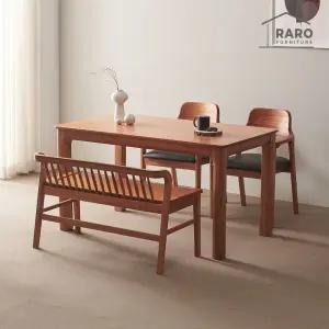 [/착불배송] 발렌시 1400 참죽나무 원목 4인 식탁 세트 (식탁+의자2+벤치1)