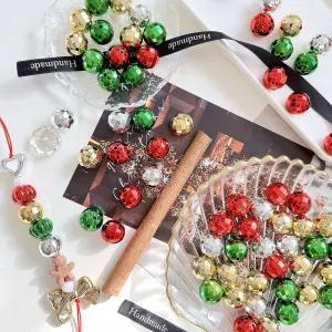 [6개]관통형 15mm 크리스마스 메탈릭 미러볼 3-925-18 비즈키링 장식 만들기