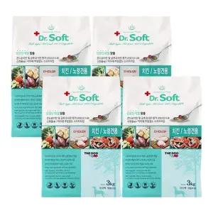 더독 닥터소프트 치킨 노령견용 3kg 4개 + 덴티아치약 덤