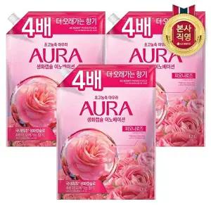 [LG생활건강]아우라 생화캡슐 초고농축 섬유유연제 리필1.7L 피오니로즈 x 3개