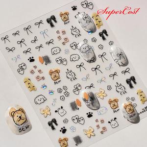 네일아트 펜그림 같은 드로잉 리본 케릭터 네일스티커