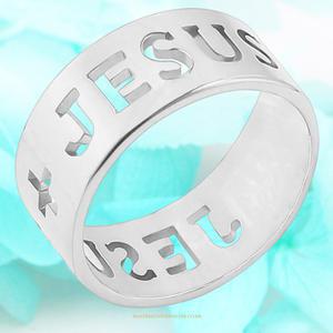 순은 투각 예수 그리스도 반지 실버 십자가 JESUS 예수님 은반지 남성 여성 선물 기독교 천주교 부활절9118