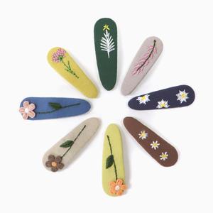 코튼 플라워 자수 똑딱핀 유아헤어핀