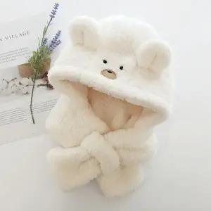 [보리보리/우주아이]포근하곰 목도리모자/ 유아 아동 겨울 털모자 겨울모자