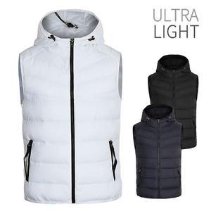 [디바옴므]겨울 후드 집업 라이트 경량 패딩 조끼 골프