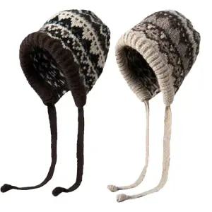 여성 모자 겨울 니트 벙거지 버킷햇 스트랩 귀달이 군밤 보온 방한 털 모자 OFS-DMHT04