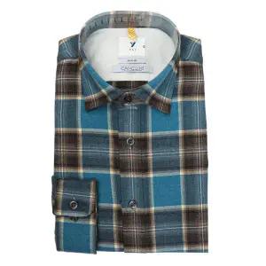 [예작](타임스퀘어점패션관)[이태리 수입원단] 따뜻한 피치 체크 기모 긴소매 남방 YJ4WUA741BL