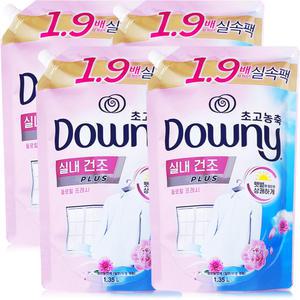 다우니 초고농축 섬유유연제 실내건조 플로럴프레시 리필 1.35L 4개