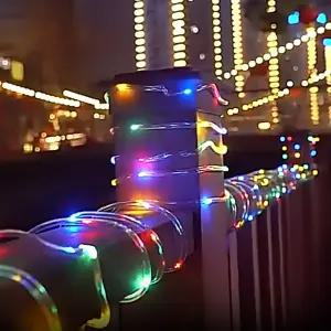 태양광 LED 논네온 300구 전구 나무 펜스 컬러조명