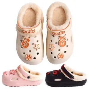 방한 슬리퍼 겨울 털신발 블로퍼 샌들 리본 별 포인트 양털 퍼 스트랩 키높이 5cm