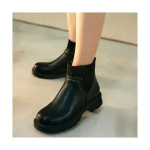 제이시 볼넓은 여성 가죽통굽워커 4cm 방한부츠 B096