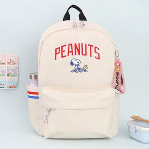 스누피 3색 줄무늬 스트랩 아이보리 데일리 백팩 넓은 수납공간 에어매쉬 등판 내부 3칸 공간 외부 포켓