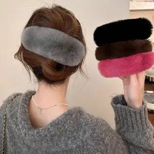 유니커블 보들보들 밍크 퍼 털 겨울 패션 빅 집게핀 헤어 삔