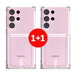 1+1 갤럭시 S25 울트라 플러스 카드 수납 포켓 젤리 투명 방탄 범퍼 핸드폰 케이스 S931 S936 S938