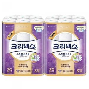 크리넥스 수프림소프트 화장지 3겹30m30롤2팩