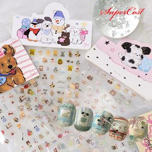 네일아트 간편한 연출 수채화 드로잉 네일스티커 4종