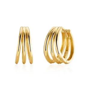 [비앤비골드] 14K/18K 사선 트리플링 원터치 귀걸이 L 한쌍 PNE40672