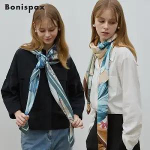 보니스팍스 빅 플라워 프린트 사각 머플러