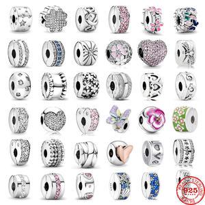 925 스털링 실버 갤럭시 스타 클러스터 고정 클립 참 비드 핏 판도라 팔찌 여성용 DIY 쥬얼리