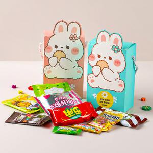 토끼 끈상자 간식 9종 시험 응원 생일 선물 답례품 과자 꾸러미 세트 초등 유치원 어린이날 운동회
