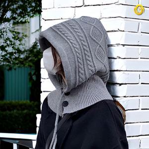 후드 바라클라바 꽈배기 니트 귀도리 모자 얼굴 토시 워머