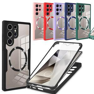 갤럭시 s24 s23 s22 s21 플러스 울트라 맥세이프 호환 전면 투명 하드 풀커버 슬림 범퍼 실리콘