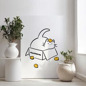 윤성(블랭크캣) 작가 귀여운 고양이 그림 접이식 액자 테이블 인테리어 좌식 원룸 거실 밥상 베드 트레이 액자상 접이식 교자상 밥상