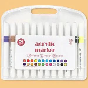 아크릴 마카 24색/마카펜/마카24색/흰색/페인트/펜/마커/팬/패브릭/세트/24색마카/컬러/칼라/펜24/라인